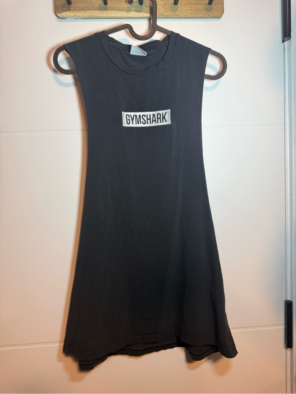 Gymshark Black Muscle Tank with White Logo Patch